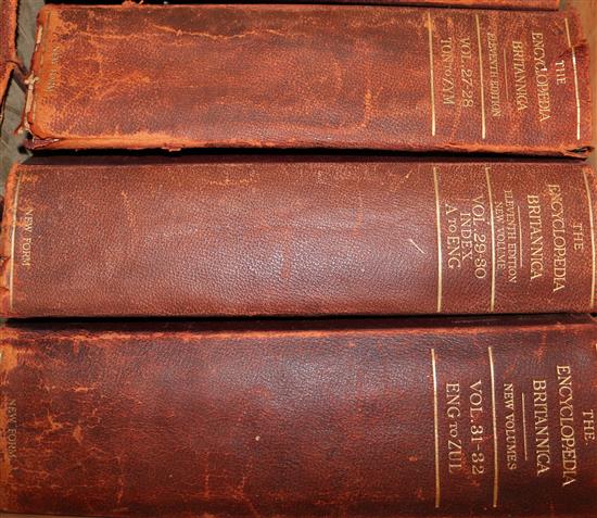 Collection of Waverly leather bounds & Encyclopedia Brittanica